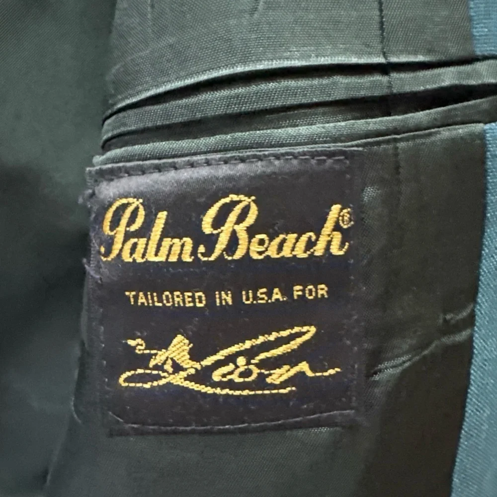 Vtg Palm Beach MASTERS Green Golf Gold Button Blazer Jacket Sport Coat 44 R